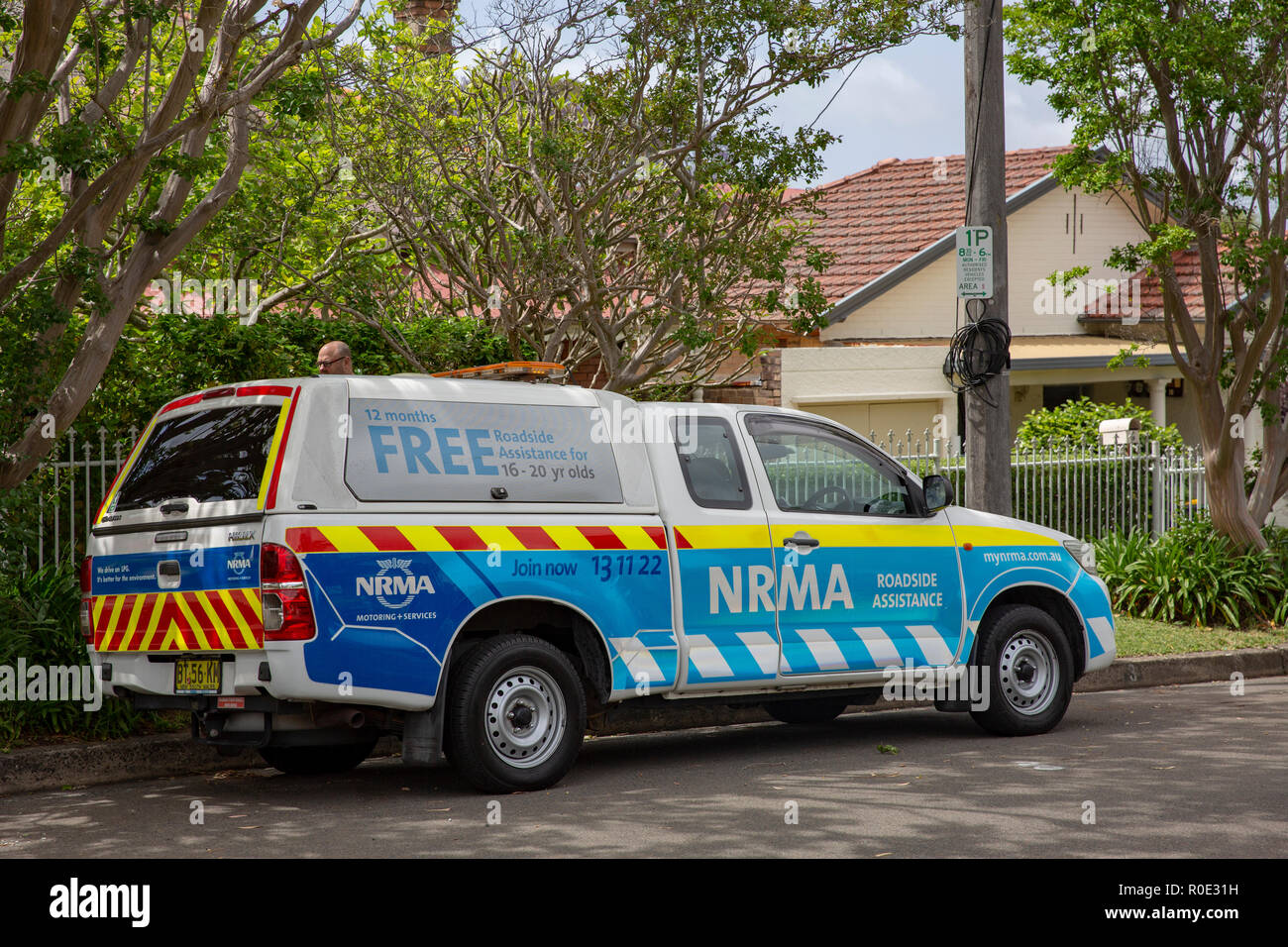 NRMA motoring assocation ventilation et réponse véhicule stationné à Sydney, Australie. Banque D'Images