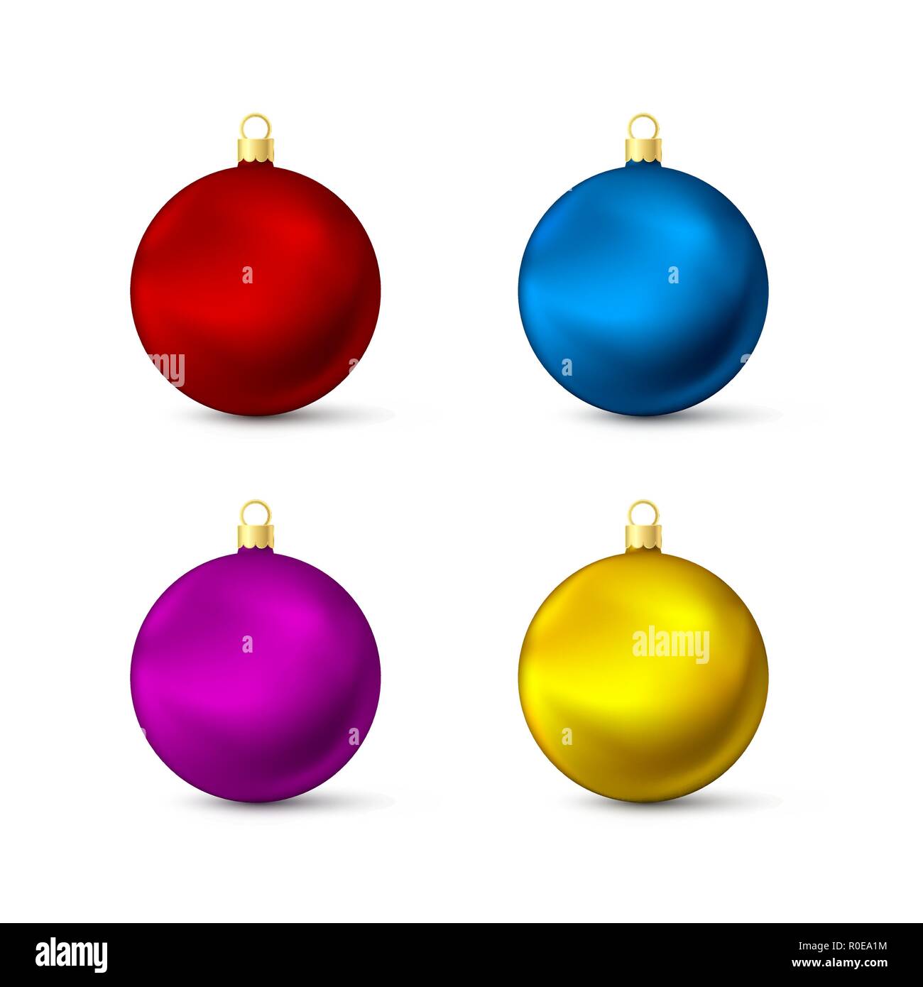 Jeu de boules de Noël multicolores réaliste. Nouvelle Année colorée de jouets. Vector illustration isolé sur fond blanc Illustration de Vecteur