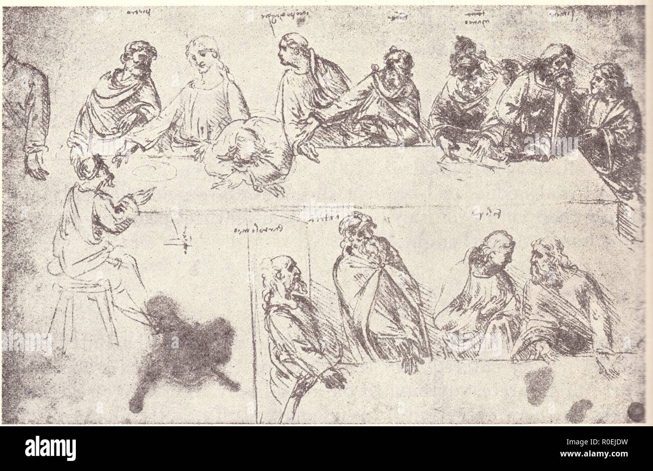 Tableau La Cène De Léonard De Vinci - Impression Sur Toile Avec Cadre Bois 130x75 Cm - Déco Italienne Haut De Gamme