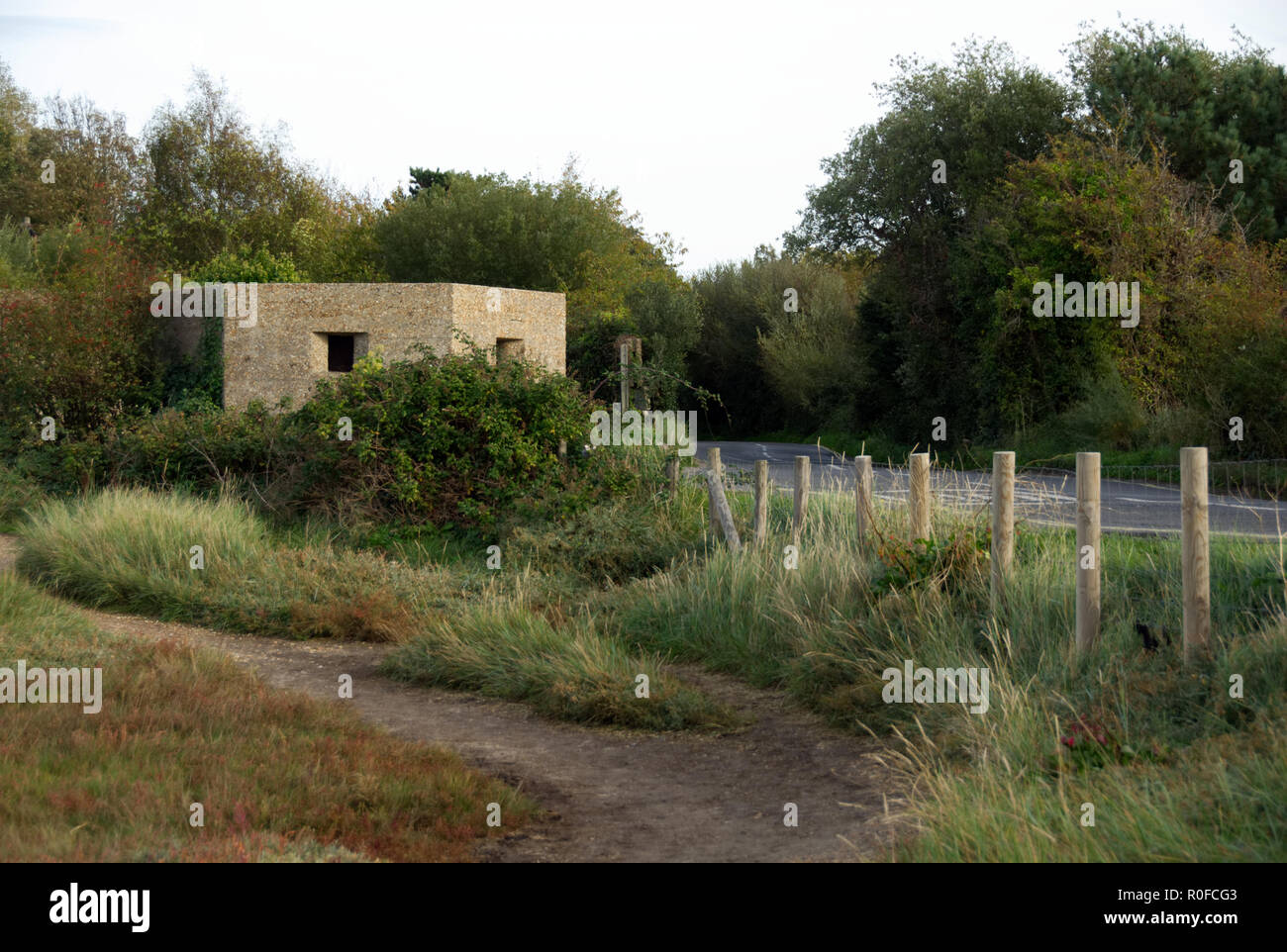 La guerre de l'autre comprimé fort sur le champ, Hayling Island, Hampshire, Angleterre Banque D'Images