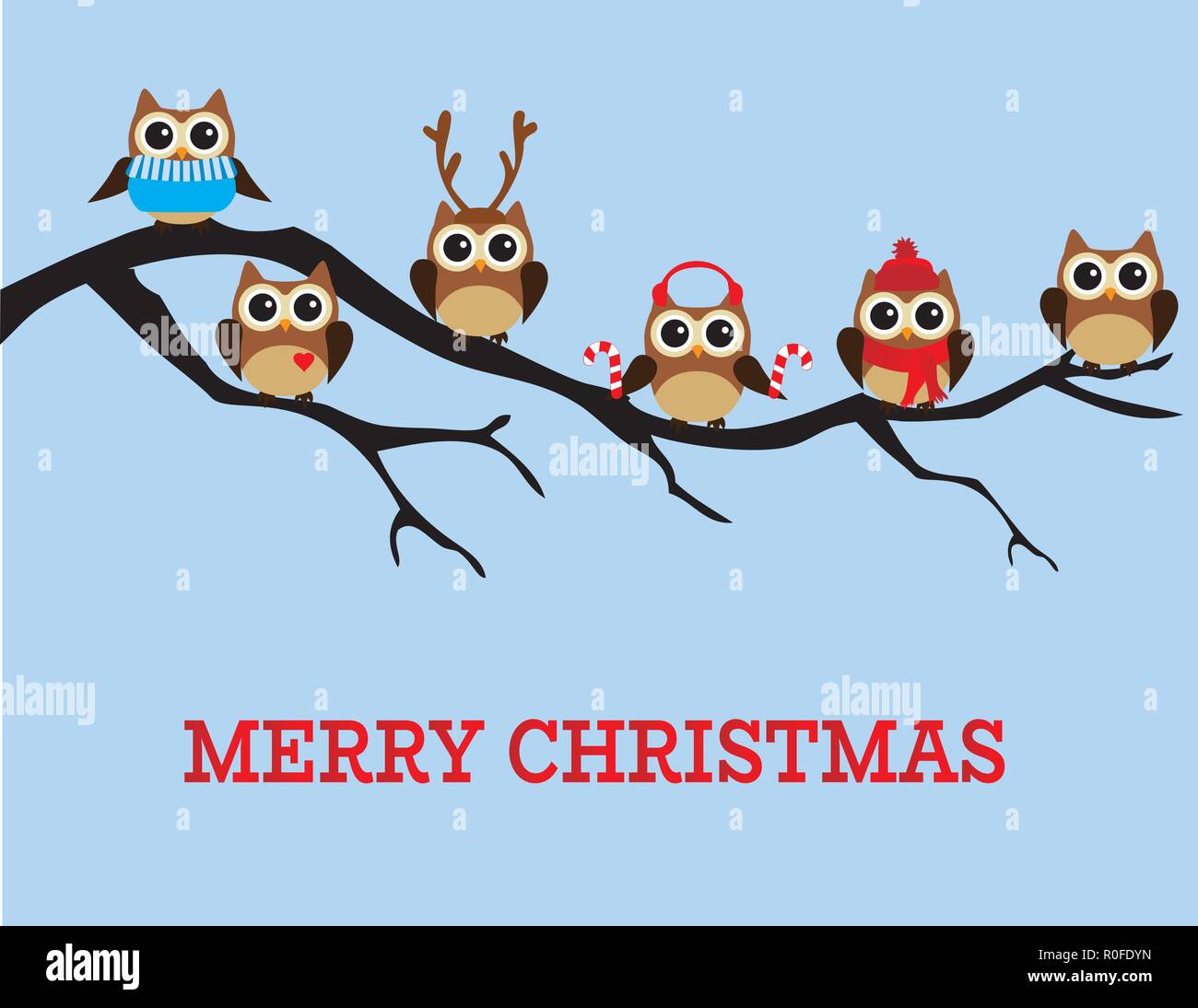 Illustration Vecteur De Noel Fun Hiboux Joyeux Noel Arriere Plan Image Vectorielle Stock Alamy
