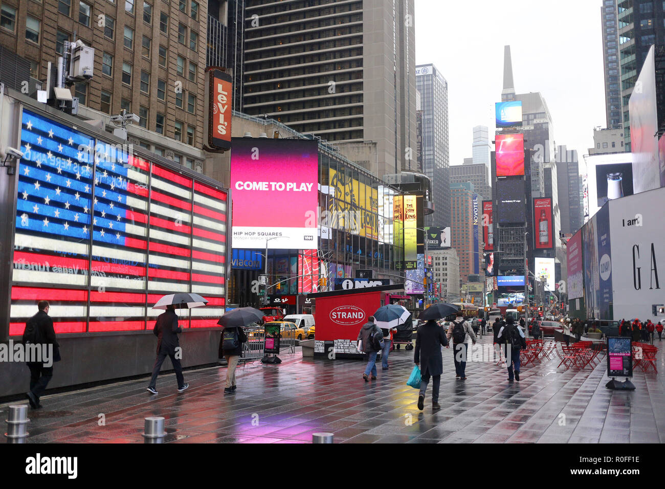 Times Square vue paysage à Manhattan, New York Banque D'Images