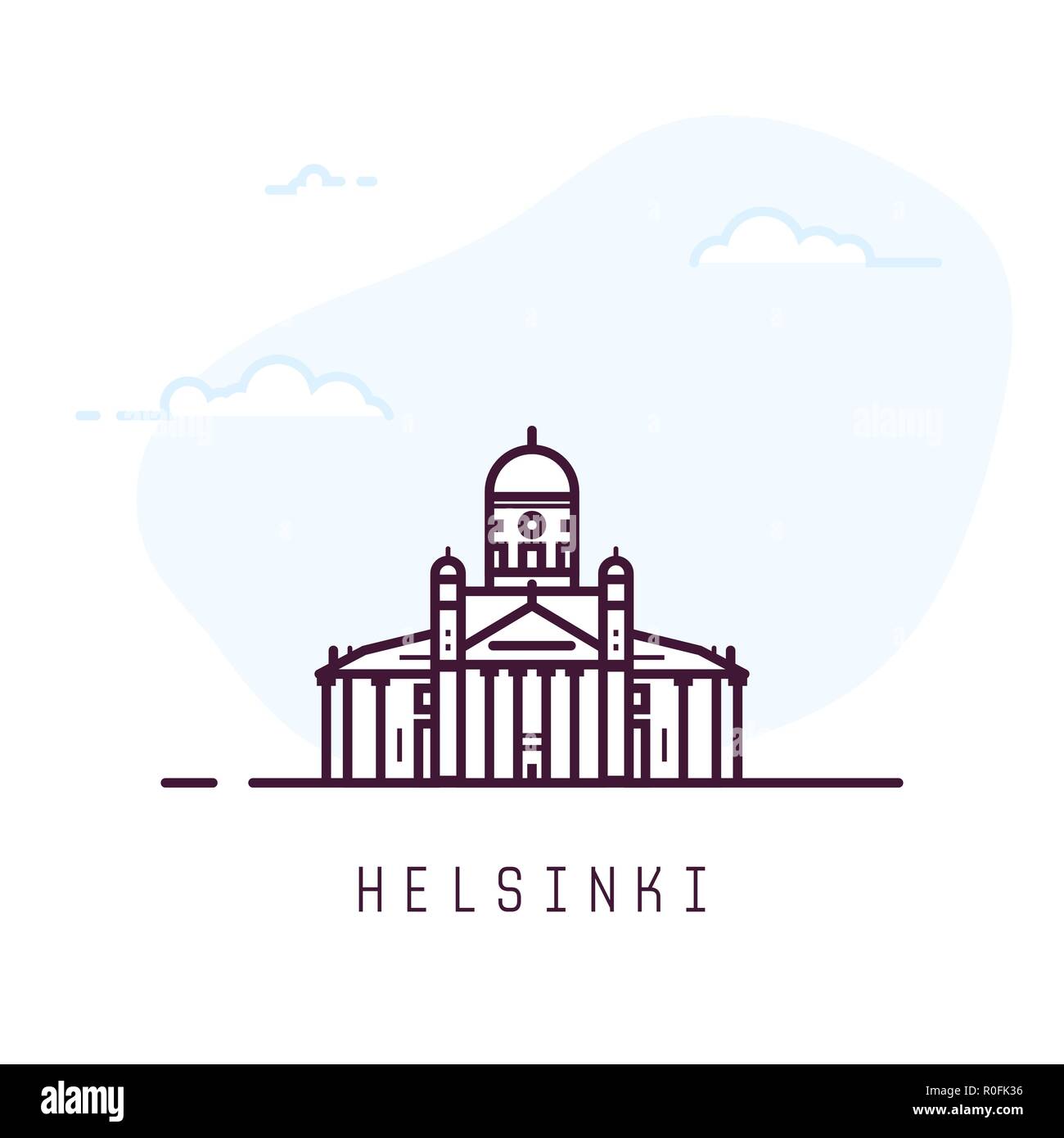 Bâtiment de style ligne Helsinki Illustration de Vecteur