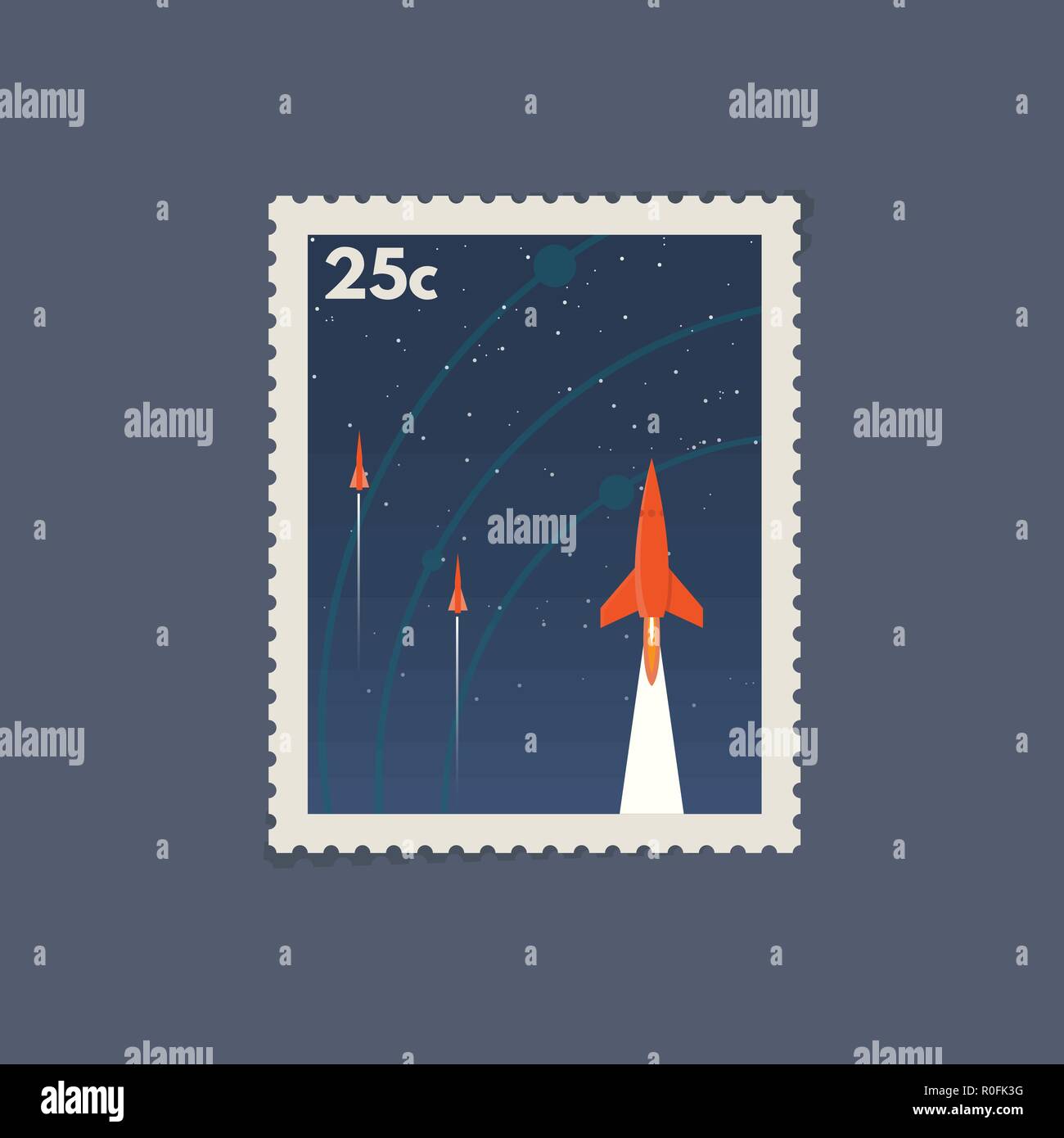 Timbre-poste de l'espace rétro Illustration de Vecteur