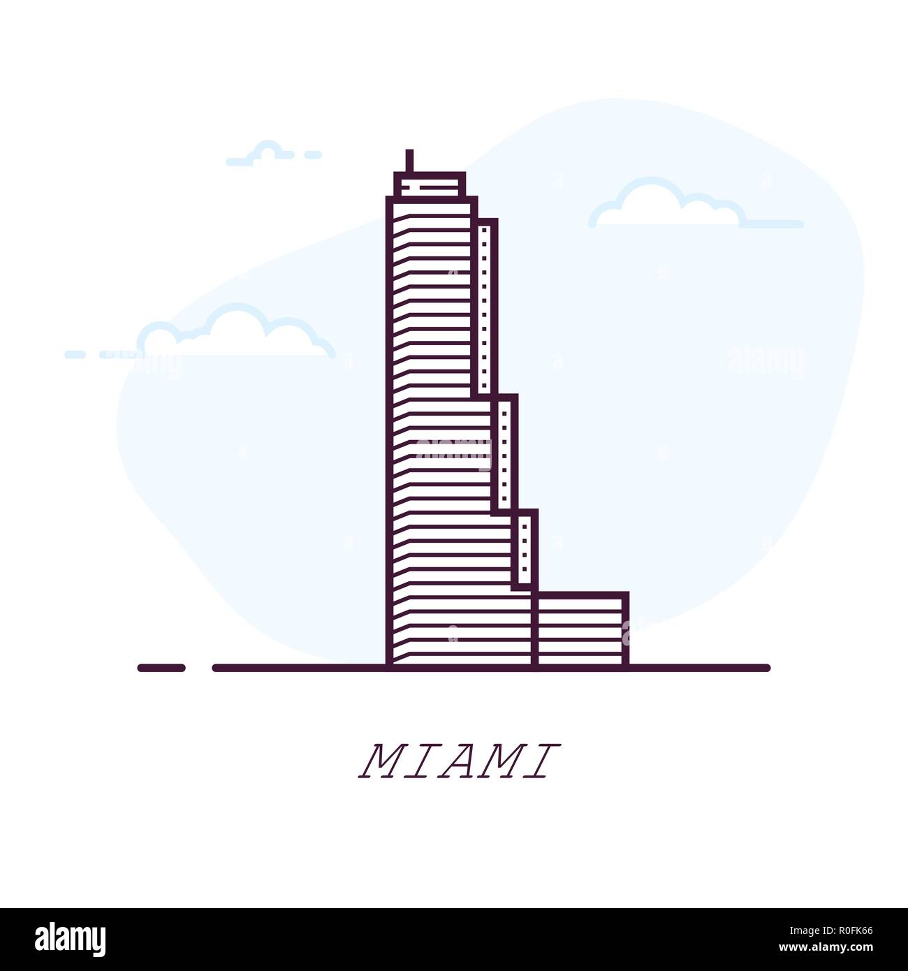 Bâtiment de style ligne Miami Illustration de Vecteur