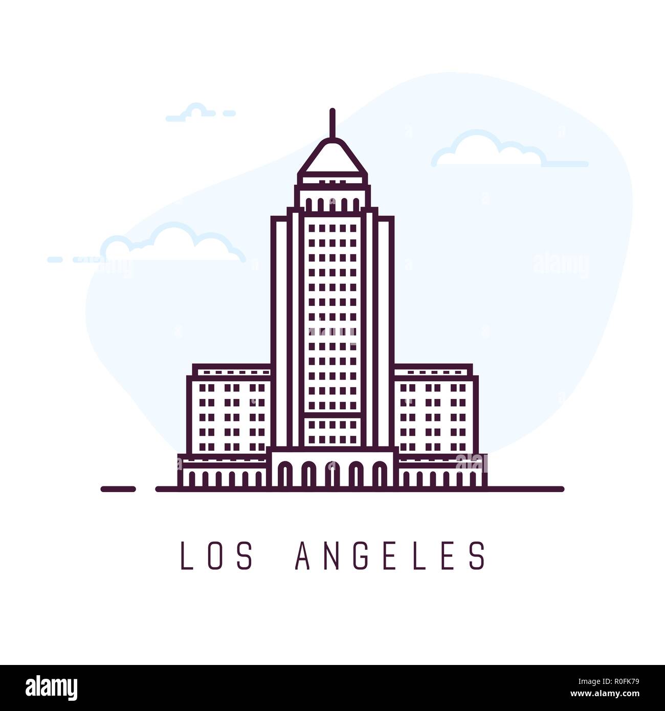 Bâtiment de style de ligne de Los Angeles Illustration de Vecteur