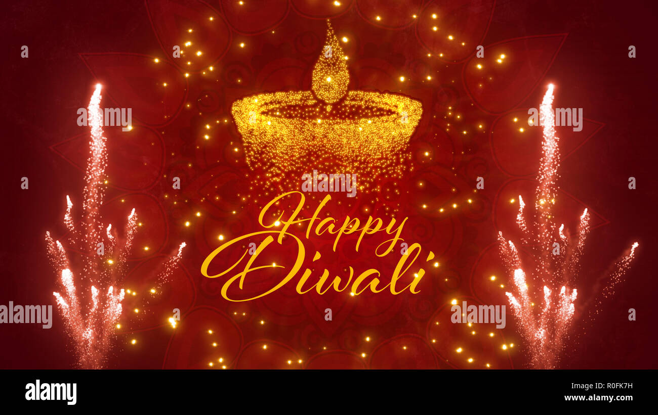 Happy Diwali (festival hindou des lumières) Salutations Banque D'Images