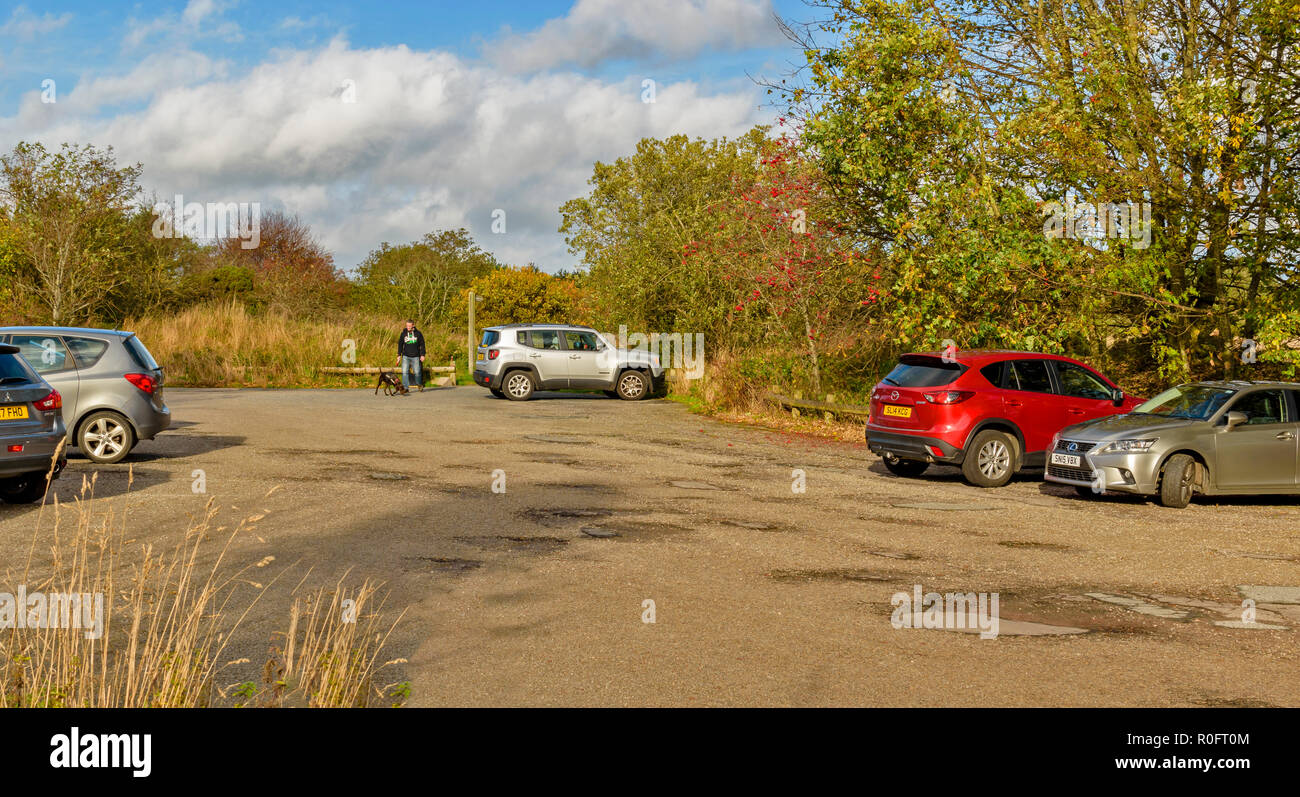 SCOTSTOWN MOOR RÉSERVE NATURELLE LOCALE ECOSSE ABERDEEN CITY PARKING PRINCIPAL Banque D'Images