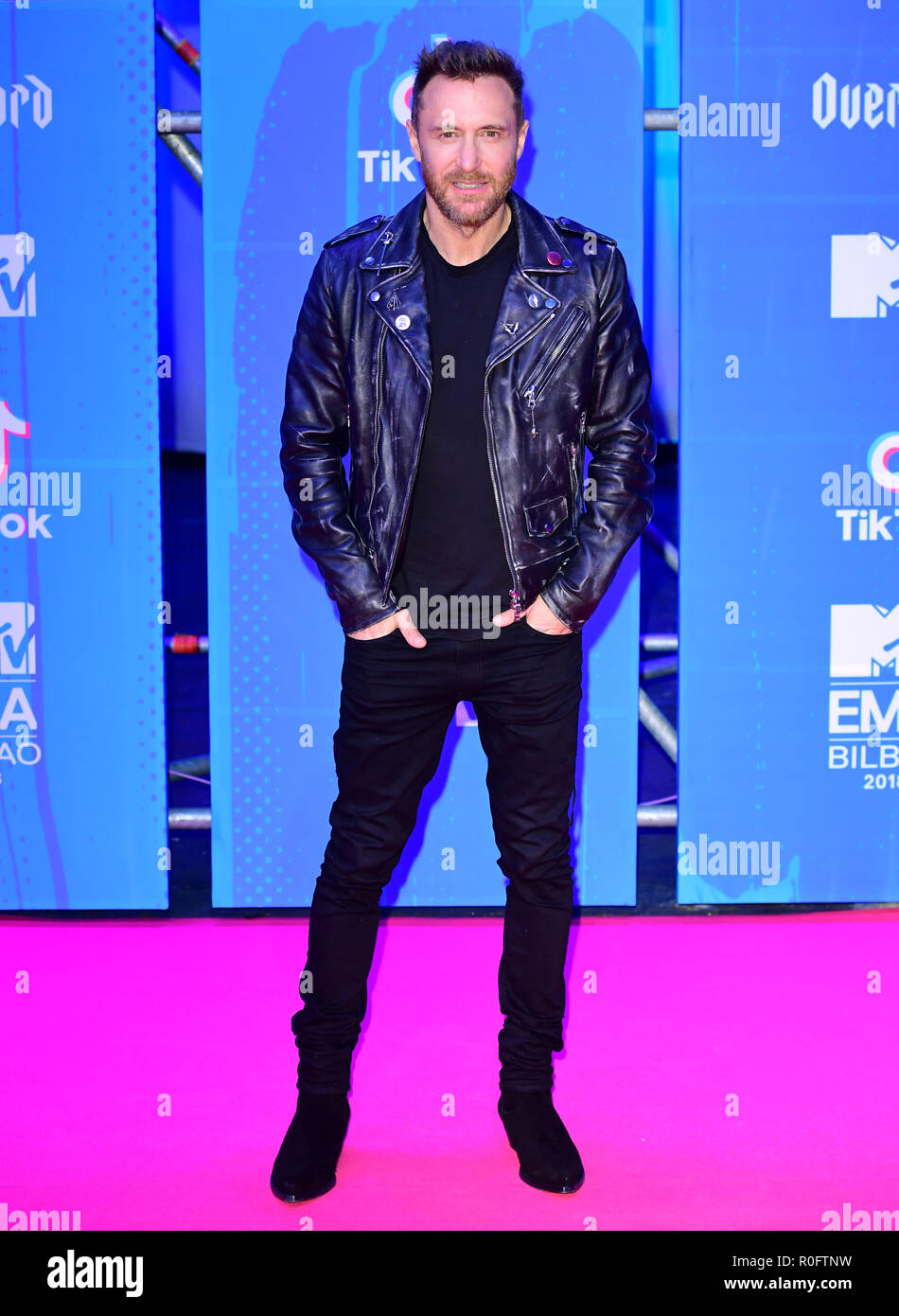 David Guetta fréquentant les MTV Europe Music Awards 2018 qui a eu lieu au Centre des Expositions de Bilbao, Espagne. Banque D'Images