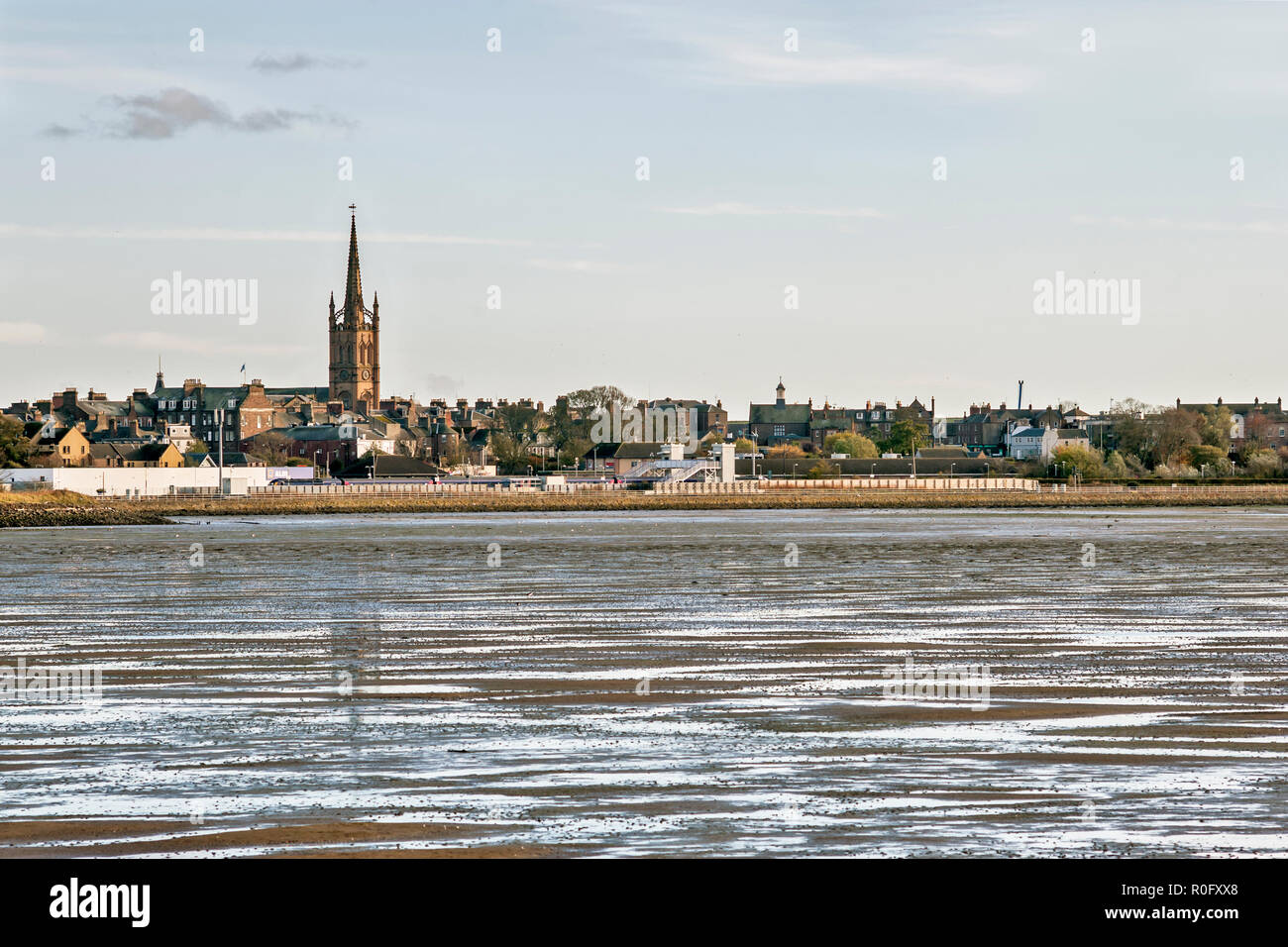 Montrose Basin et réserve naturelle, Angus, Scotland, UK, à marée basse. Banque D'Images