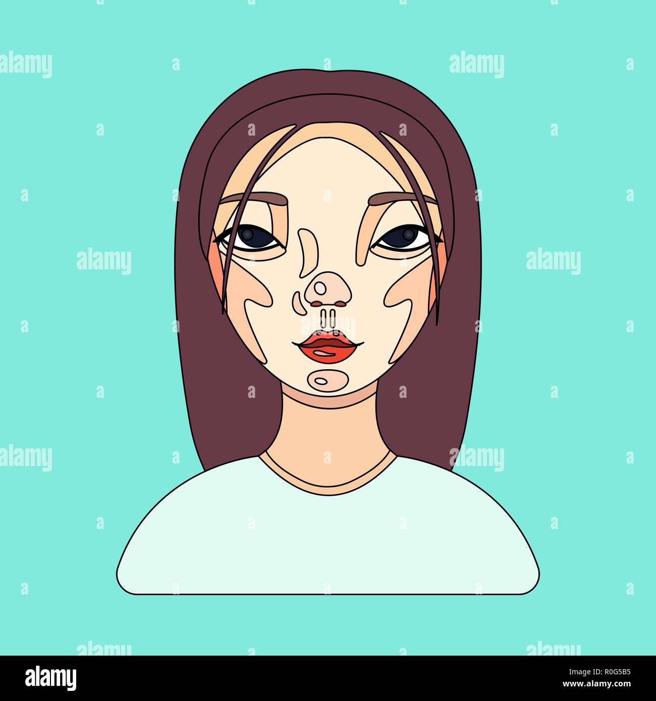 L'avatar de l'utilisateur femme femme d'affaires. Icône de jolie fille visage. Télévision style du contour rempli. Course modifiable Illustration de Vecteur