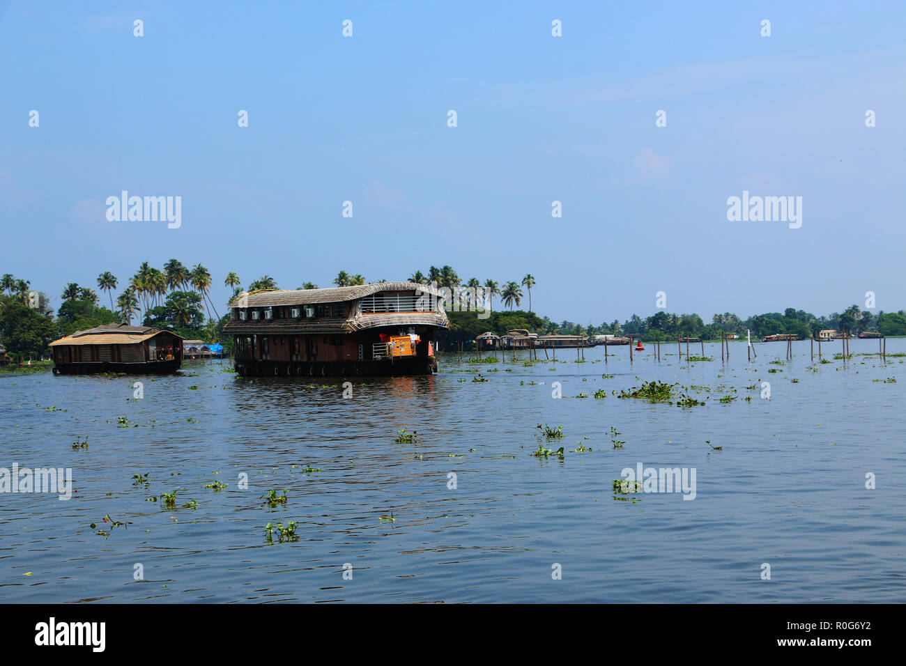 House boat cruise dans Allappey retour eaux, Kerala Banque D'Images
