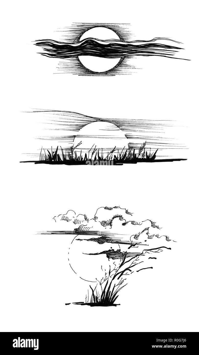 Situé sur Sunset avec arbre (originaux, pas de traces) Banque D'Images