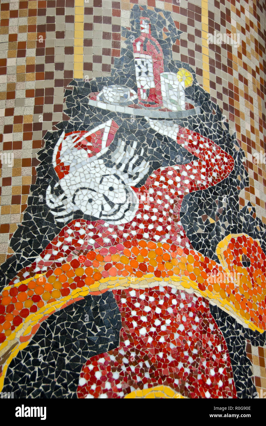 Une mosaïque Art Déco décore un café dans le Boulevard Saint-Germain de Paris, France. Banque D'Images