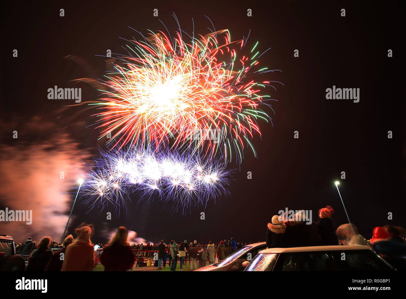 D'artifice à Whitley Bay. Banque D'Images