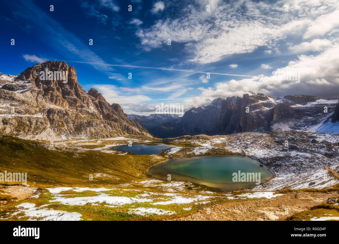 'Lacs Laghi del Piani' près de 'Tre Cime di Lavaredo' (Drei Zinnen), Dolomites, Italie Banque D'Images