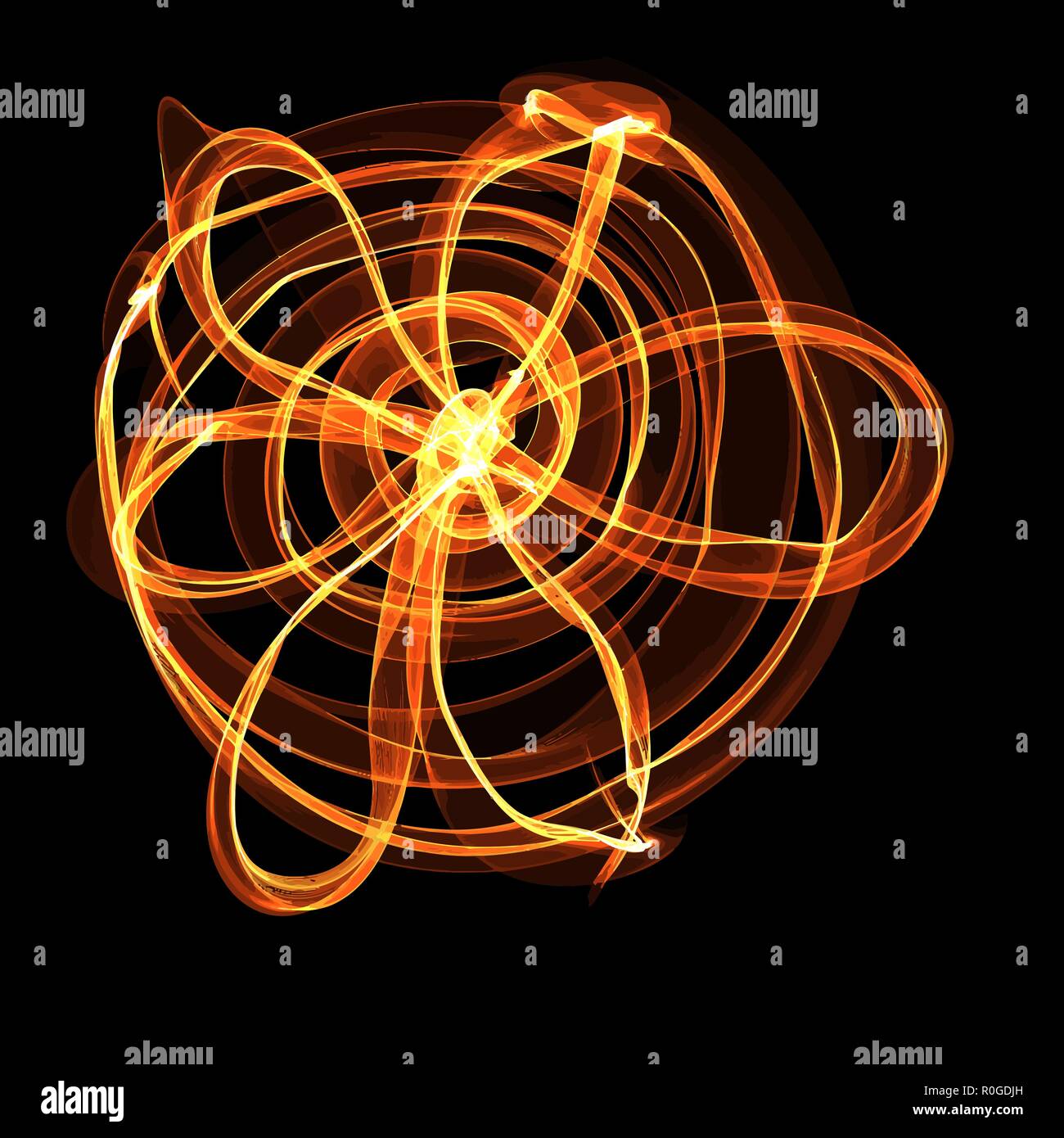 Fleur de feu stylisé sur noir Illustration de Vecteur