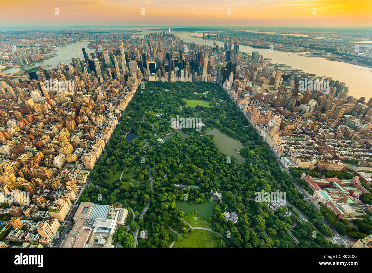 New York Central Park vue aérienne dans la journée d'été Banque D'Images