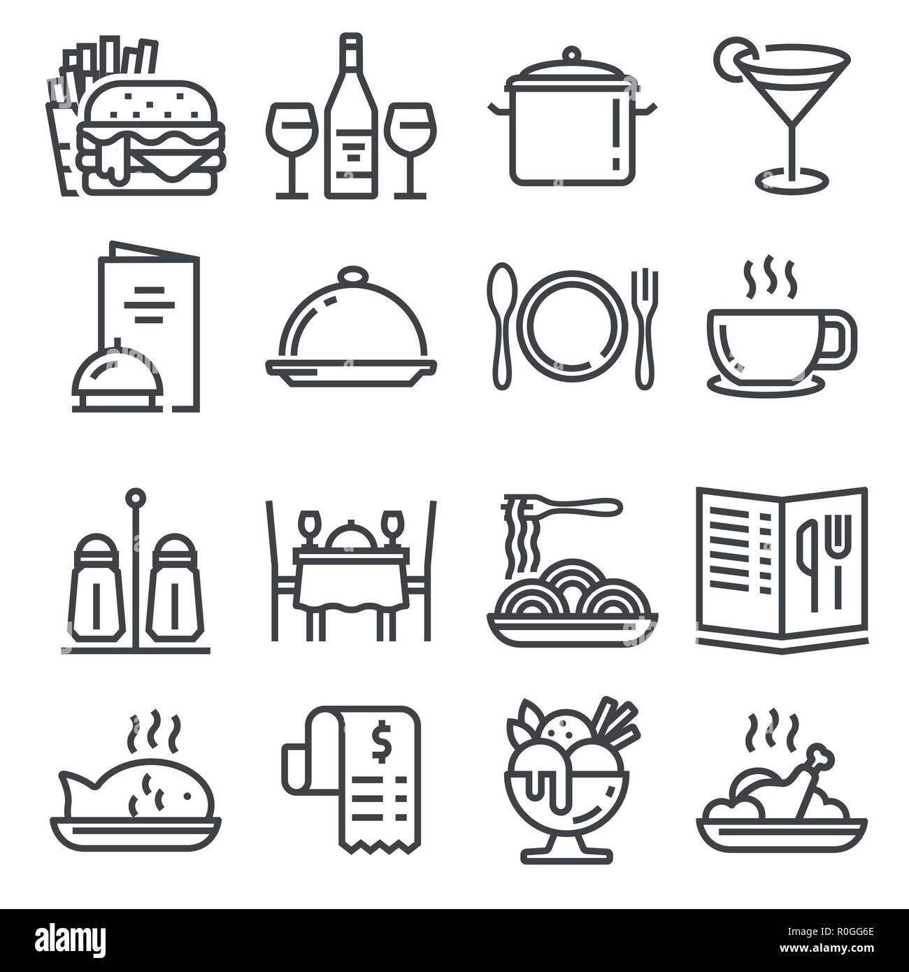 Restaurant icons set sur fond blanc. Vector illustration Illustration de Vecteur
