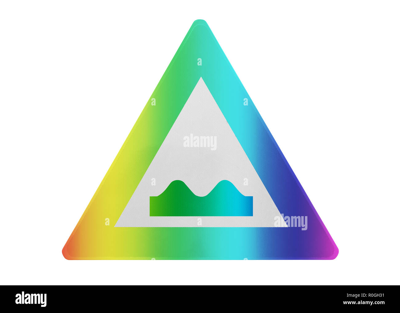 Panneau de circulation isolés - route cahoteuse à venir - et isolé de couleur arc-en-ciel Banque D'Images
