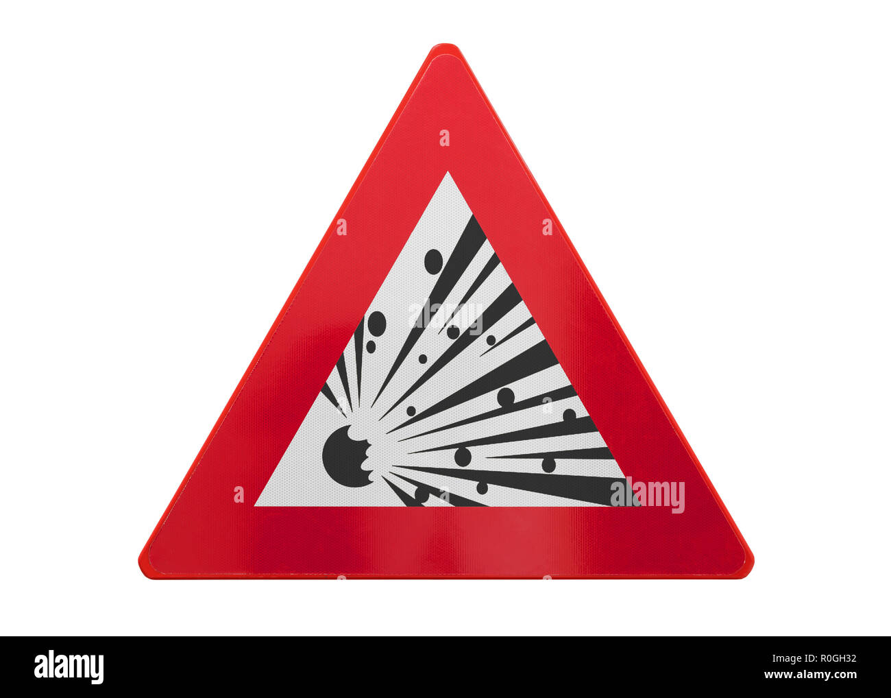 Panneau de circulation isolés - danger d'Explosion - Isolated on white Banque D'Images