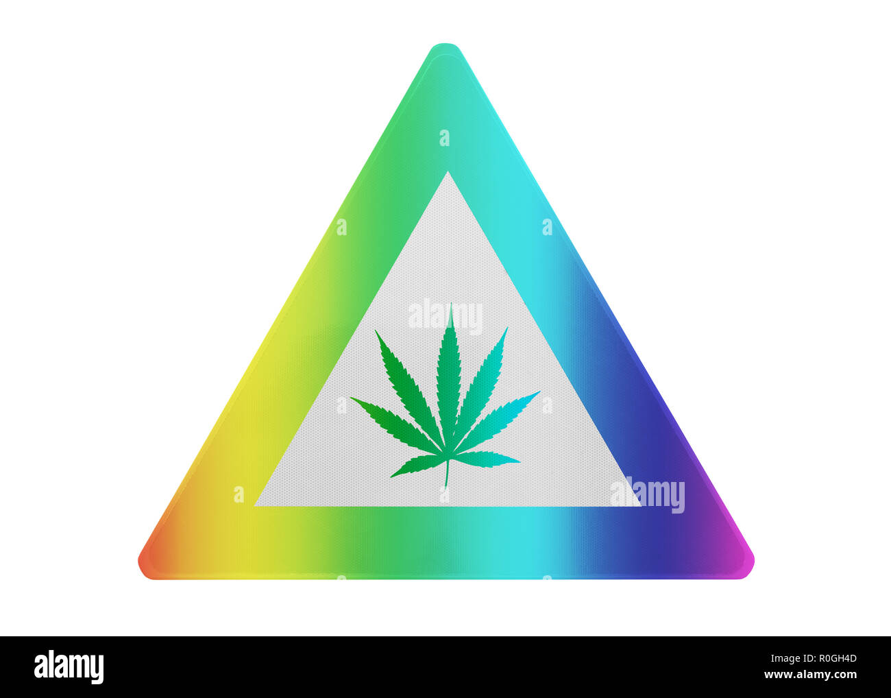 Panneau de circulation - Marihuana isolés et isolés de couleur arc-en-ciel - Banque D'Images
