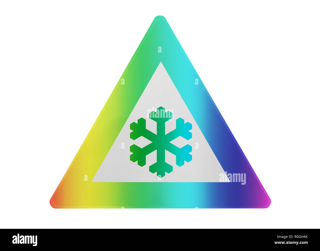 Panneau de circulation- isolés - neige et isolées de couleur arc-en-ciel Banque D'Images