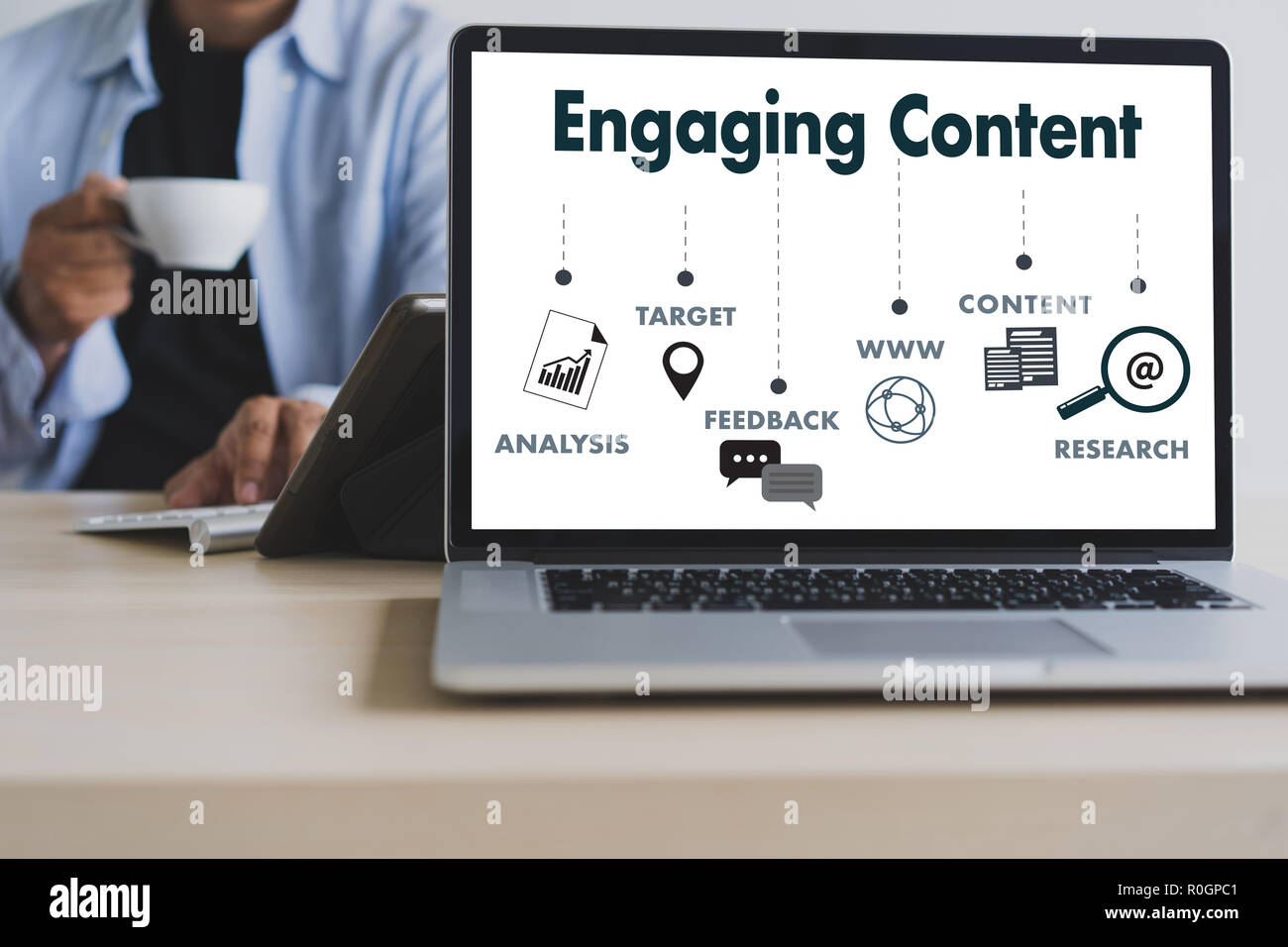 Les données marketing de contenu des médias de l'information Publication de Blogs Contenu Vision Concept Banque D'Images