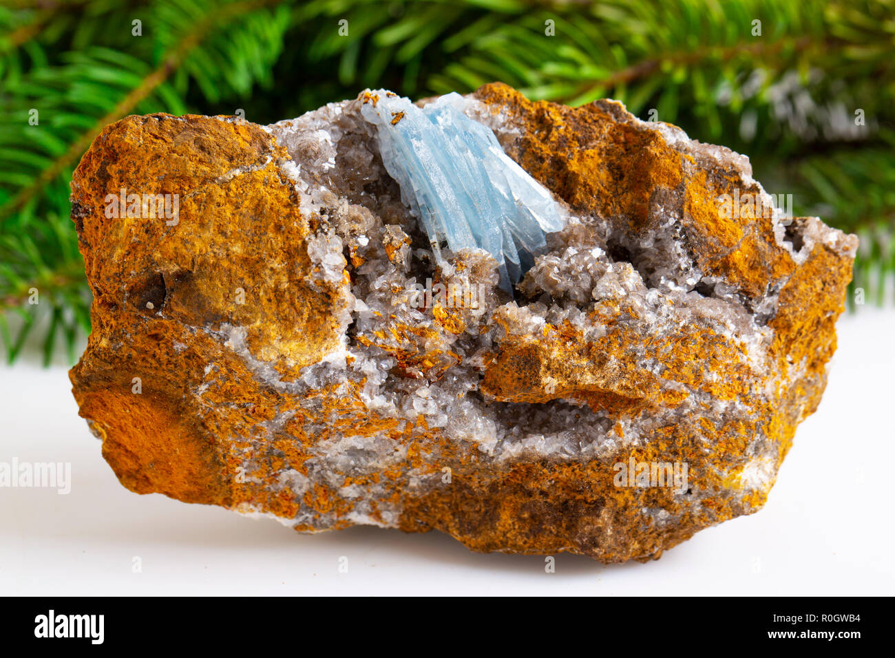 La barytine sur Calcite, Stoneham, Weld County, Californie gem Banque D'Images