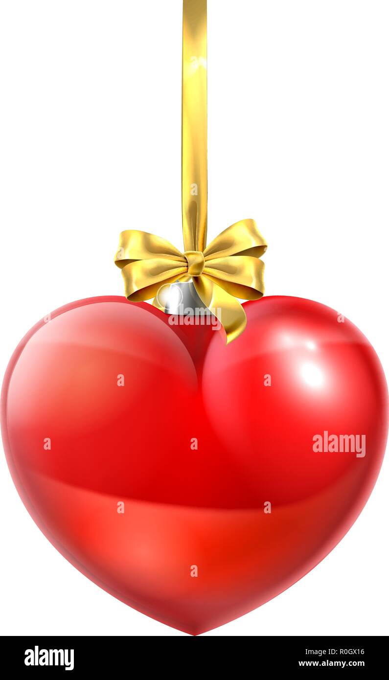 Boule de Noël en forme de coeur ornement Illustration de Vecteur