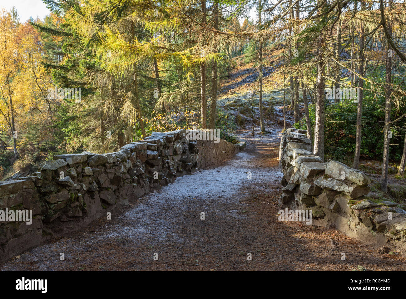 Le pont inférieur dans les chutes de Bruar, Perth et Kinross, Scotland Banque D'Images