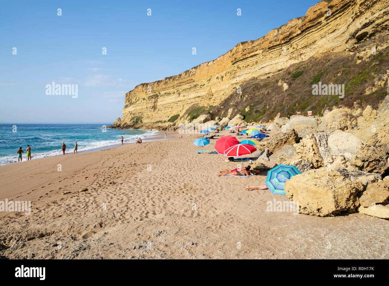 Praia da Foz plage près de Cabo Espichel, Aldeia do Meco, Costa da Caparica, Setubal sesimbra, municipalité de district, région de Lisbonne, Portugal Banque D'Images