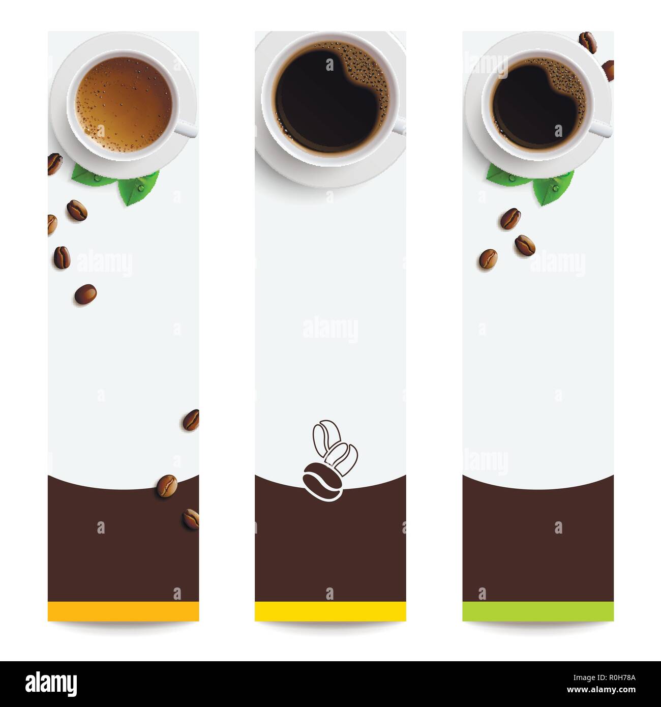 Des bannières avec café sur fond blanc Illustration de Vecteur