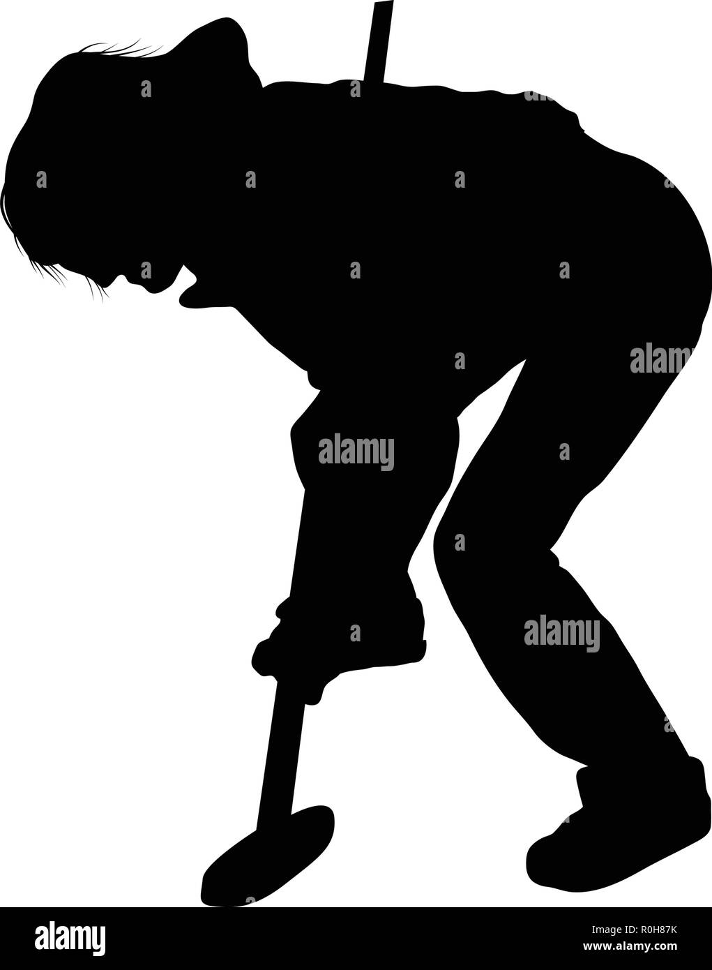 Silhouette de curling. Noir sur blanc. Vector illustration. Illustration de Vecteur