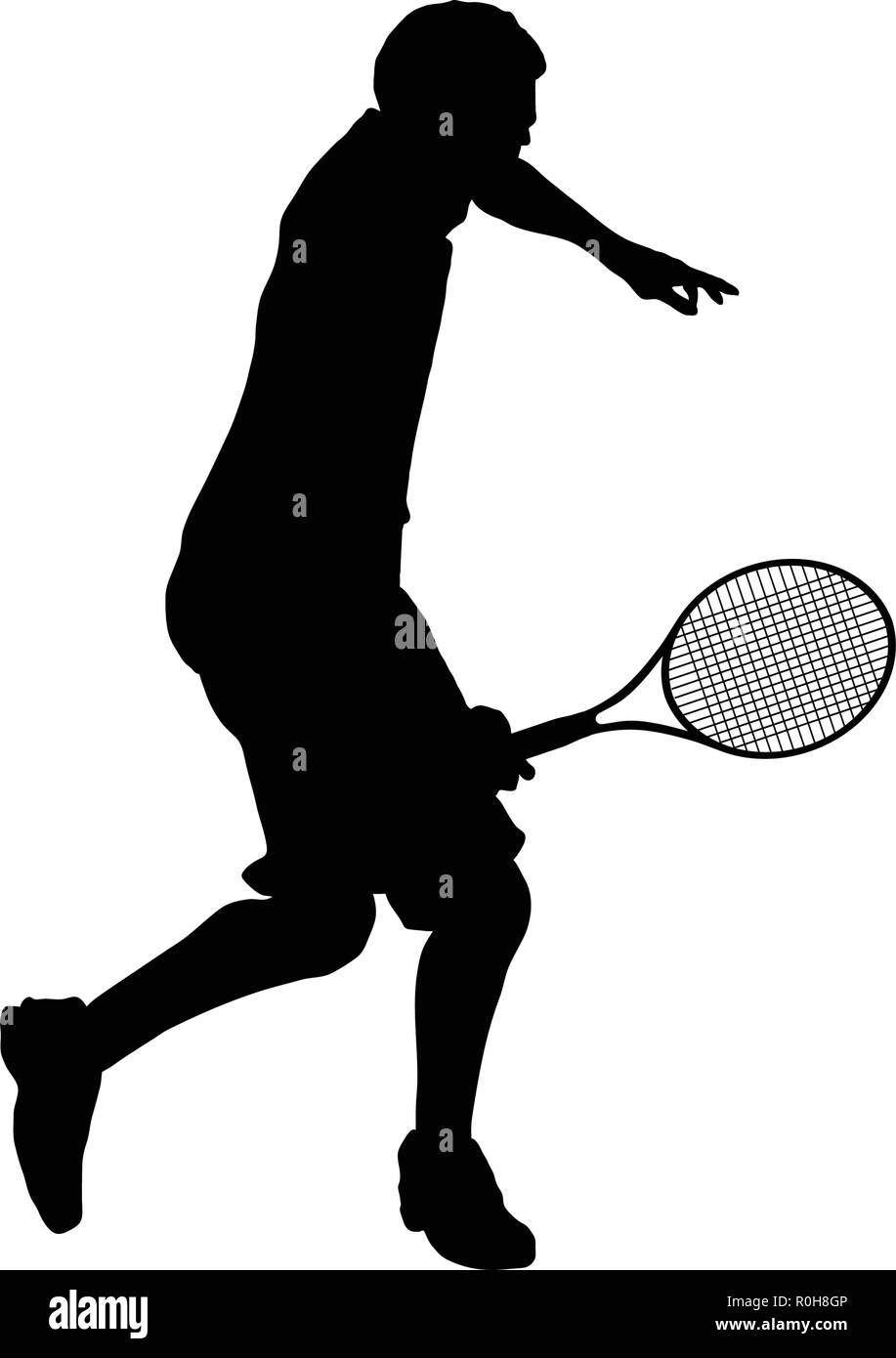 Silhouette de tennis. Noir sur blanc. Vector illustration. Illustration de Vecteur