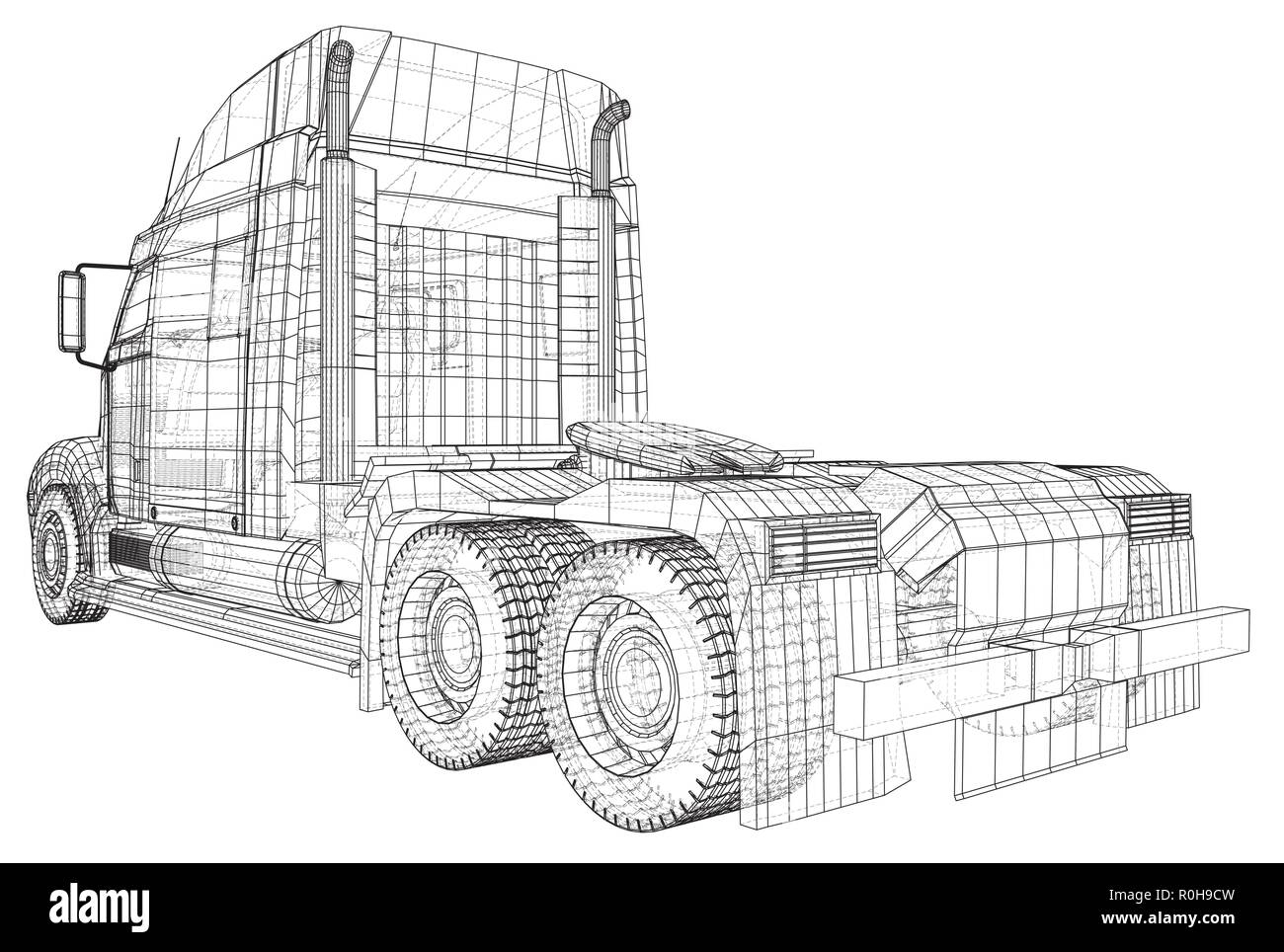 Camion de livraison commerciale vecteur d'identité de marque et la publicité isolée. Illustration de création 3d. Wire-frame Illustration de Vecteur