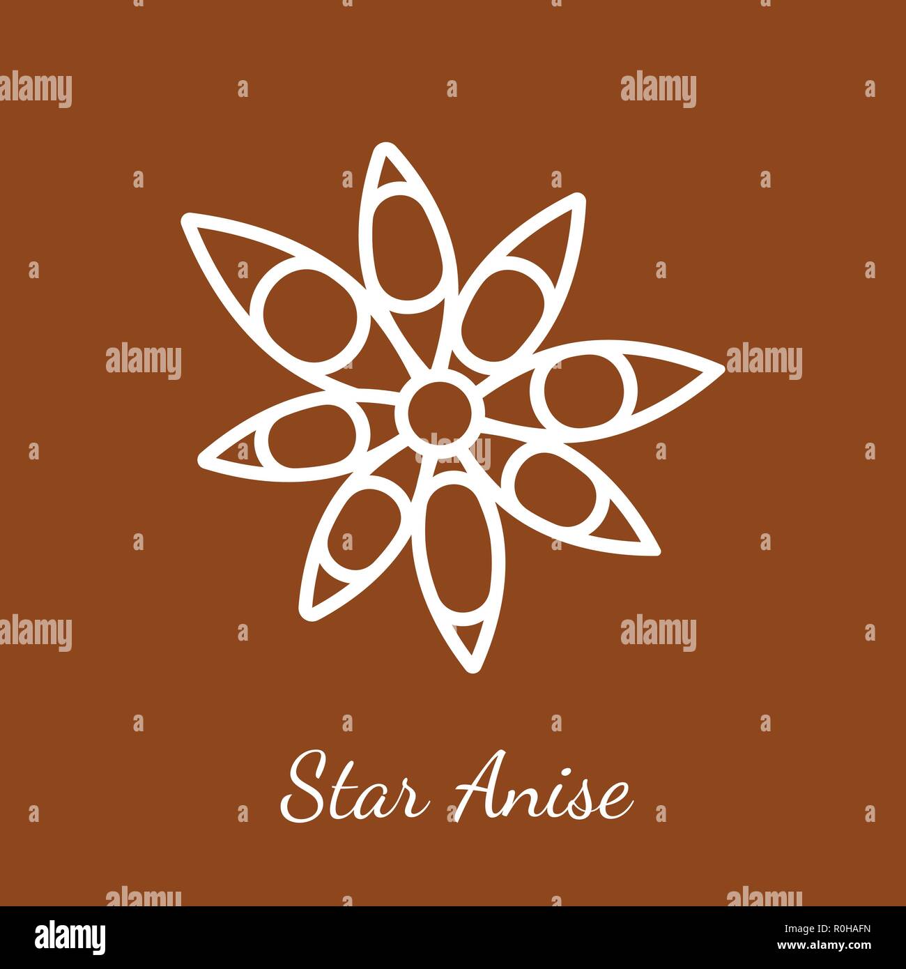 L'icône de l'anis étoilé séchées. Épices aromatisantes symbole vecteur. Illustration de Vecteur