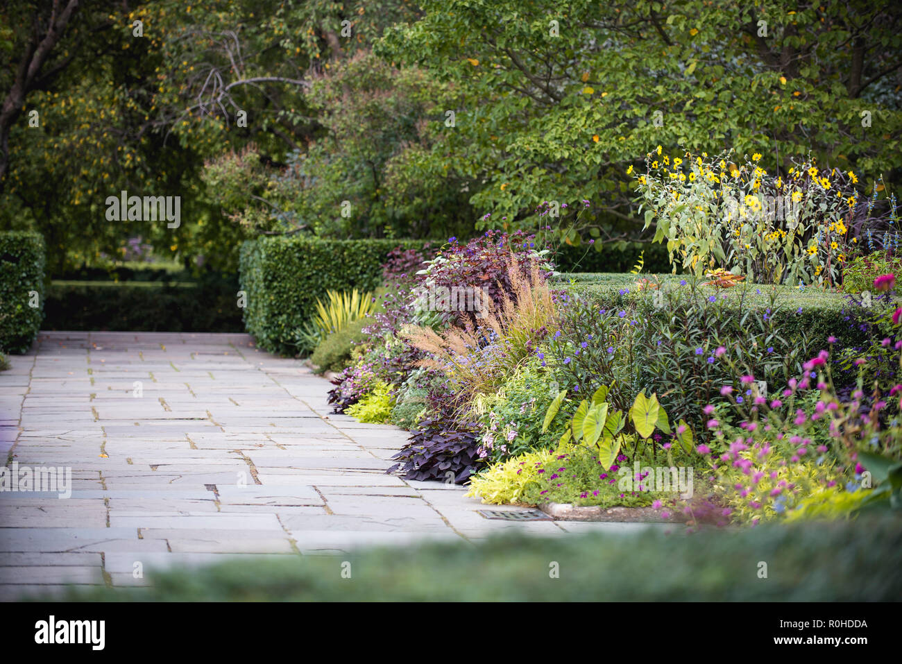 Vues d'automne du Jardin conservatoire de Central Park, à New York. Banque D'Images