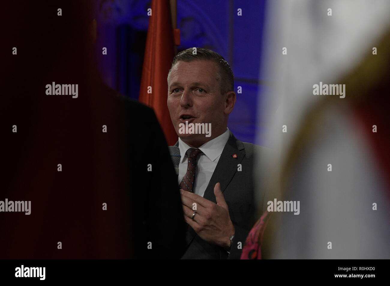 Vienne, Autriche. 5th novembre 2018. L'Institut d'éducation à la liberté, le FPÖ et le Club parlementaire de la liberté ont invité au symposium et à la cérémonie '1918 - 2018: 100 ans de république. La photo montre le ministre de la Défense Mario Kunasek. Credit: Franz PERC / Alamy Live News Banque D'Images