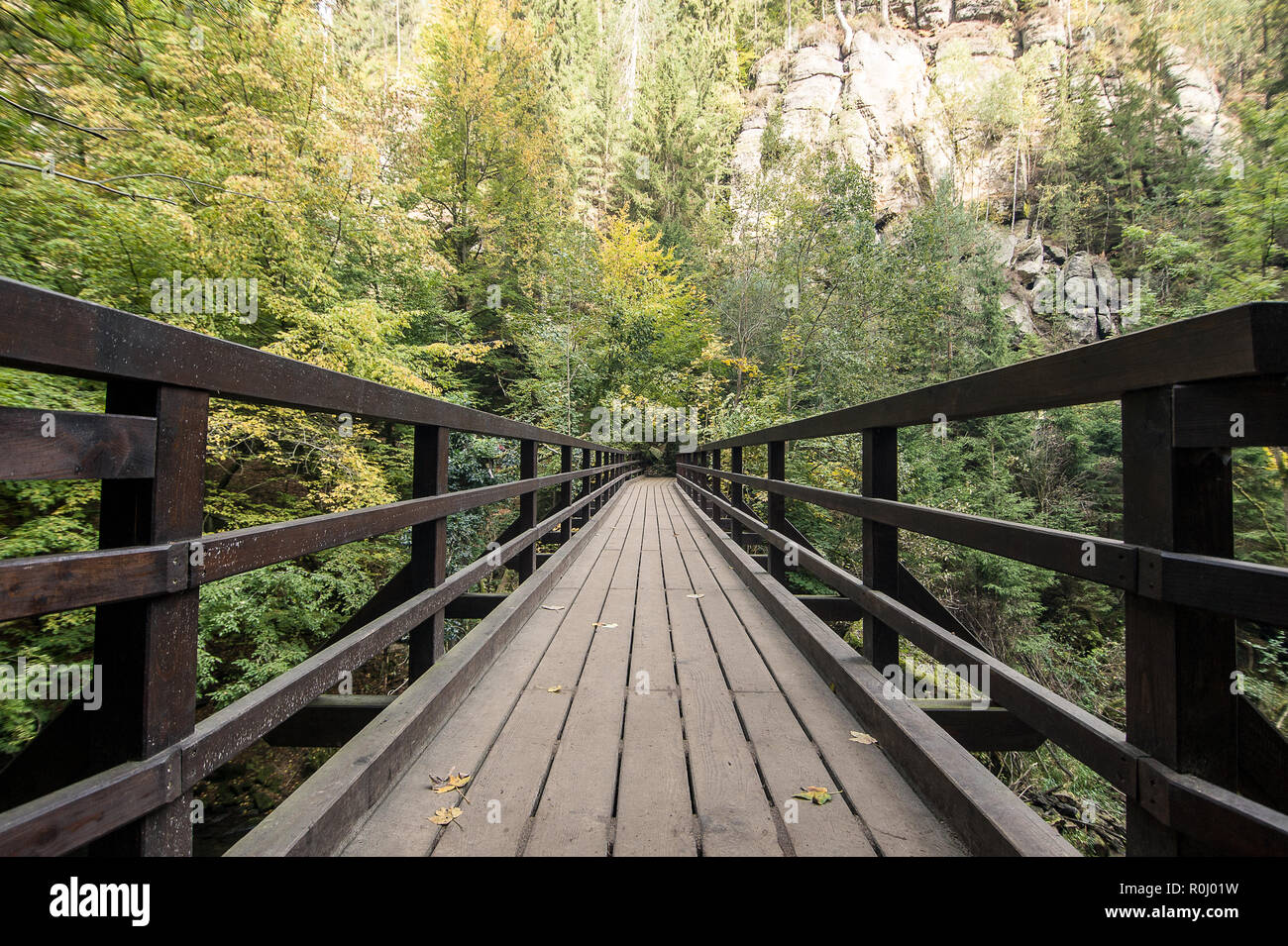 Vue pittoresque de Hrensko, situé dans le parc national de la Suisse Tchèque, République Tchèque Banque D'Images