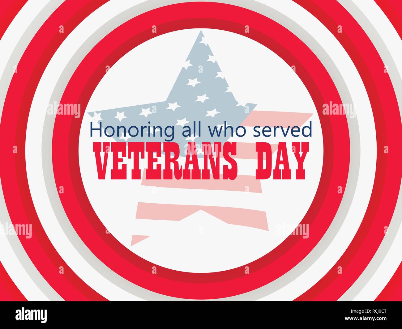 Heureux Jour des anciens combattants 11 novembre. Honorer tous ceux qui ont servi. Carte de souhaits avec étoile à cinq branches avec drapeau USA. Vector illustration Illustration de Vecteur