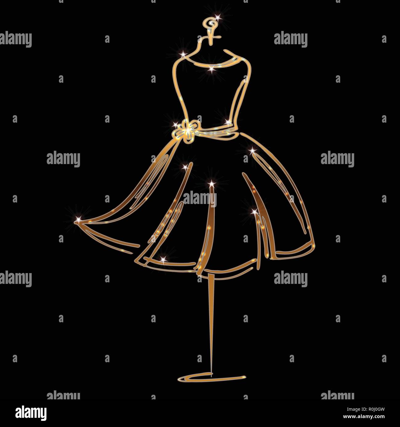 Mannequin sur mesure l'icône de mode sur fond noir. Illustration de Vecteur