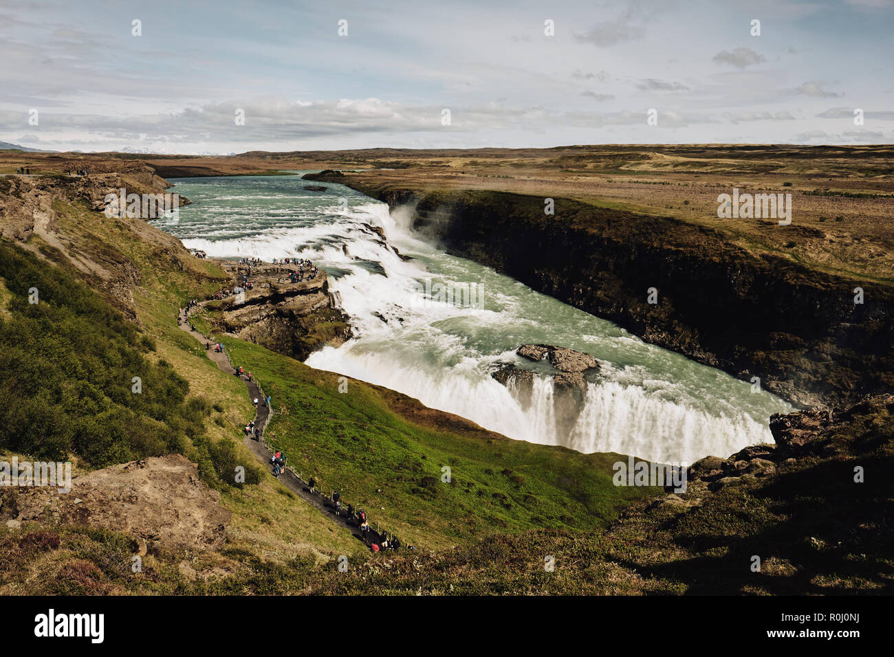 Cascade de Gullfoss et paysage en Islande. Banque D'Images
