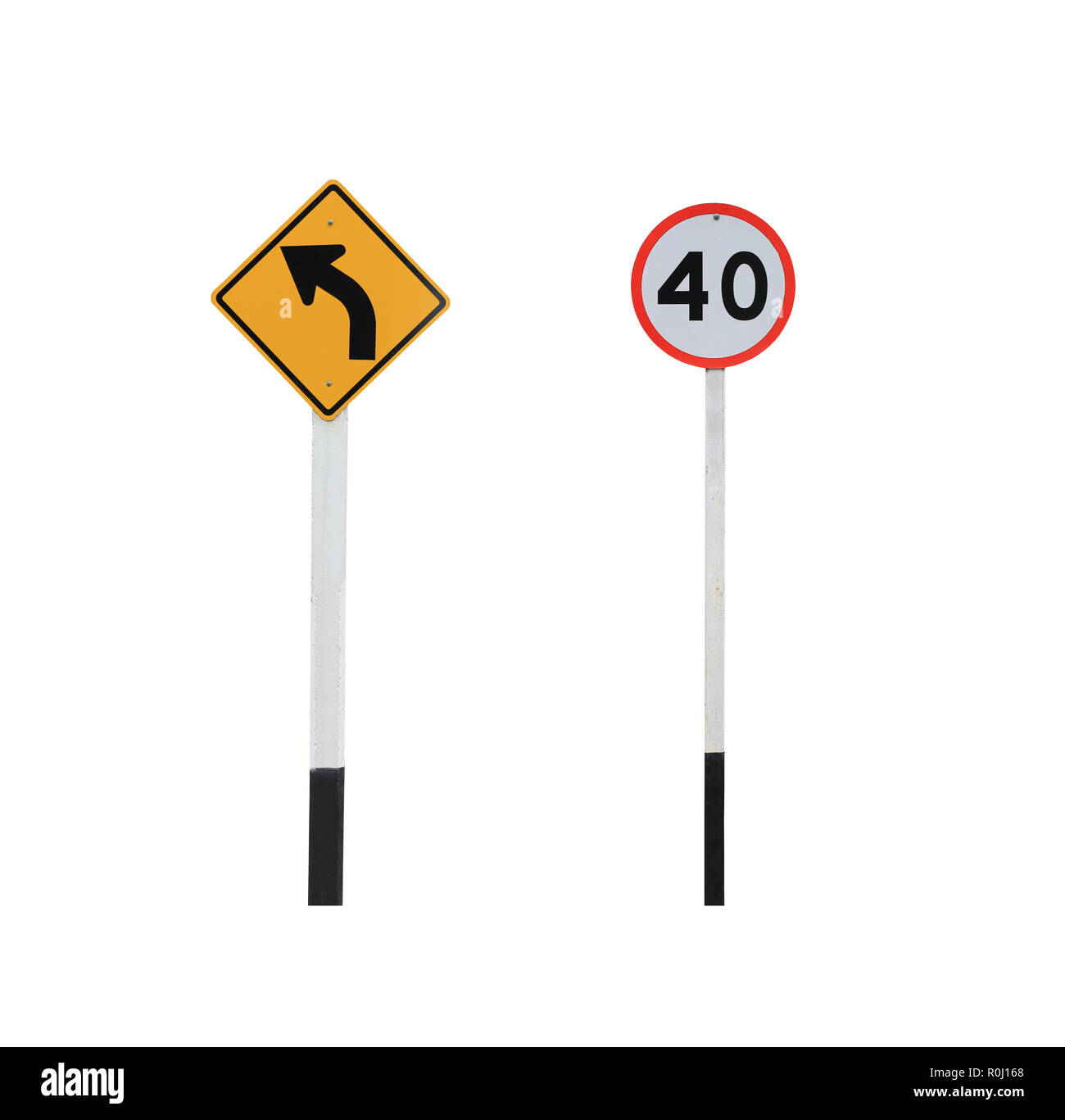 Les panneaux de signalisation et des flèches isolé sur fond blanc et chemins de détourage ont pour fonction de conception facile à utiliser. Banque D'Images