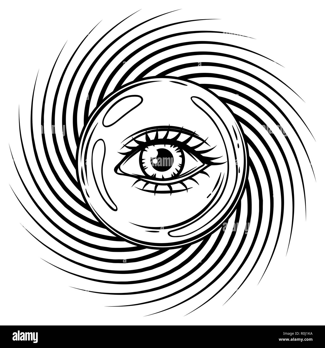 Avec Magic Ball All Seeing Eye symbole. Illustration de Vecteur