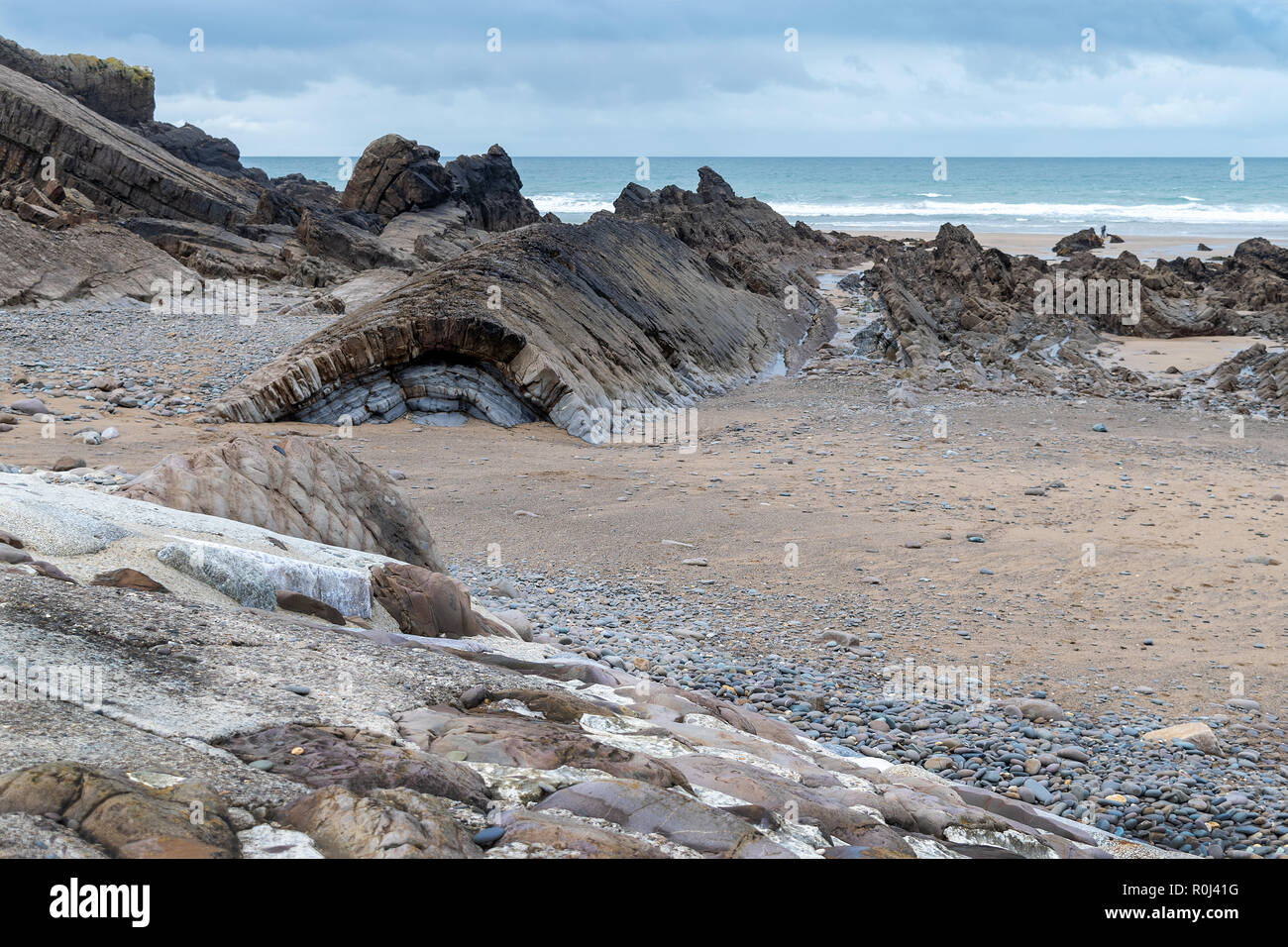 Plage de Bude, plage de North Cornwall, England, UK Banque D'Images