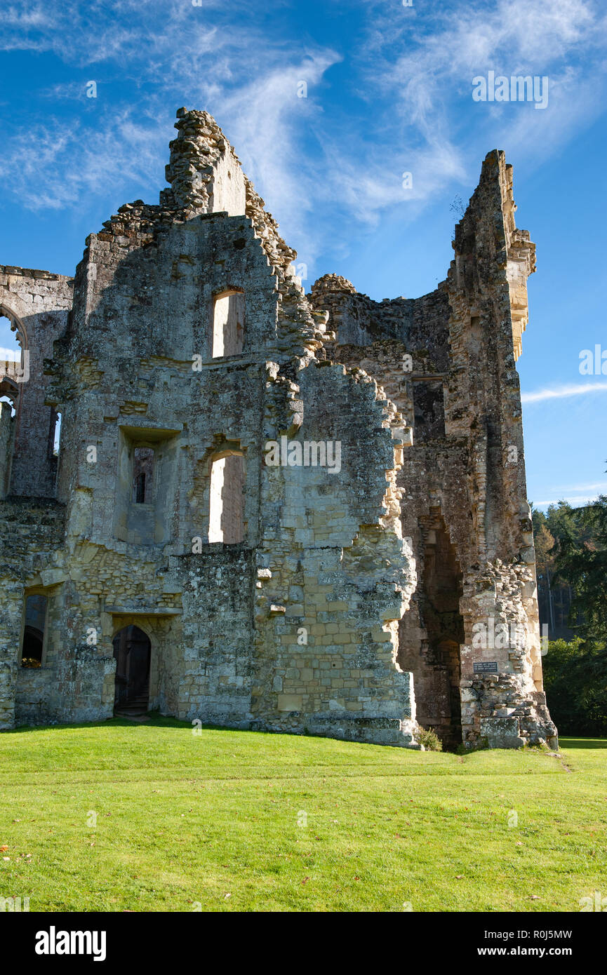 Vue depuis le sud-ouest de la partie des ruines du vieux château de Wardour, près de Meyssac, Salisbury, Wiltshire, Royaume-Uni. Banque D'Images