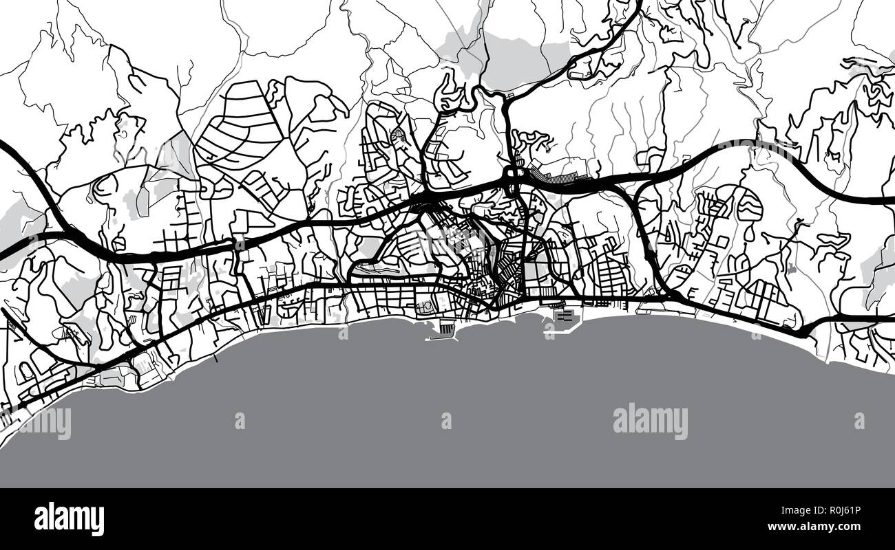 Vecteur urbain plan de la ville de Marbella, Espagne Illustration de Vecteur