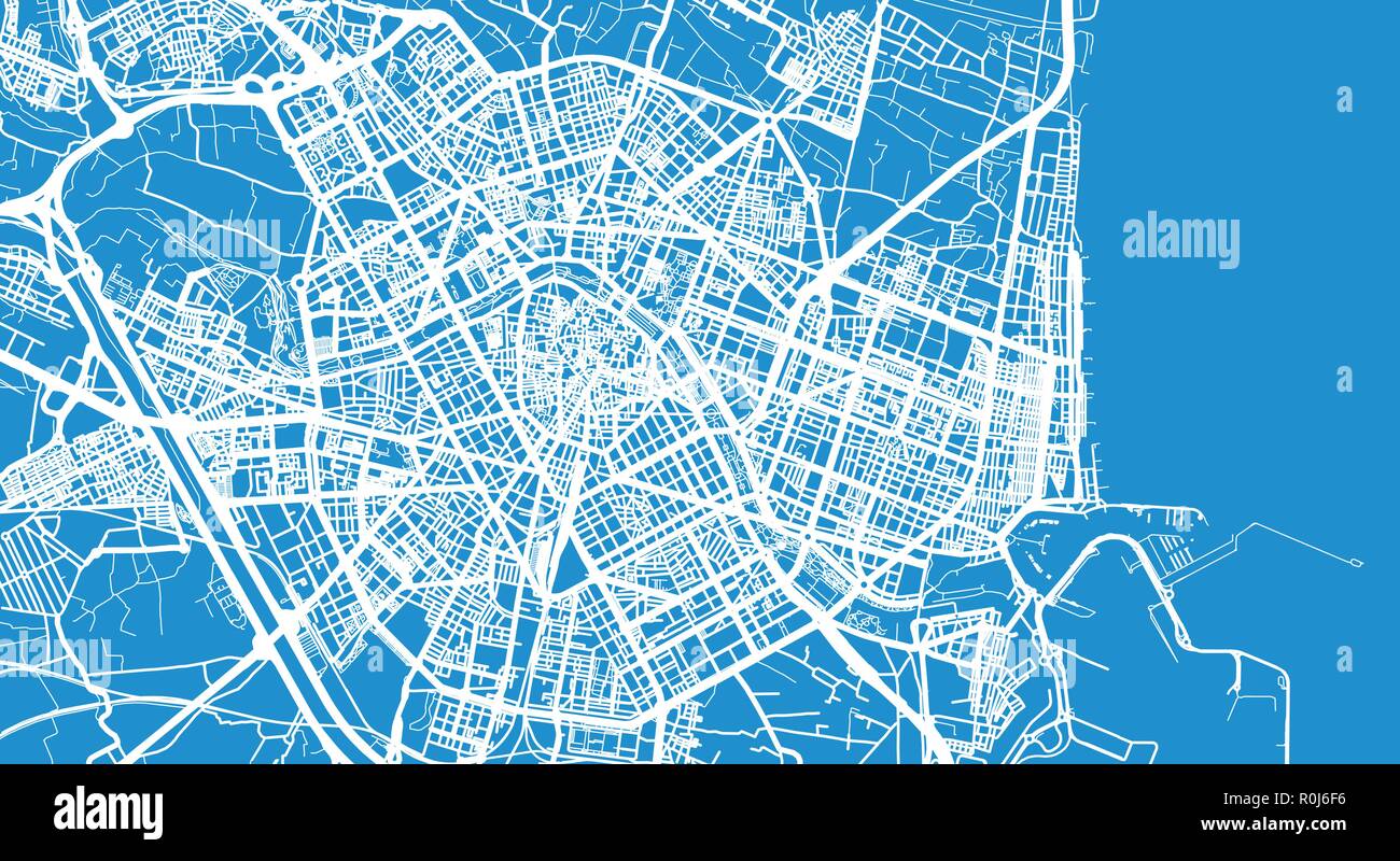 Vecteur urbain plan de la ville de Valence, Espagne Illustration de Vecteur