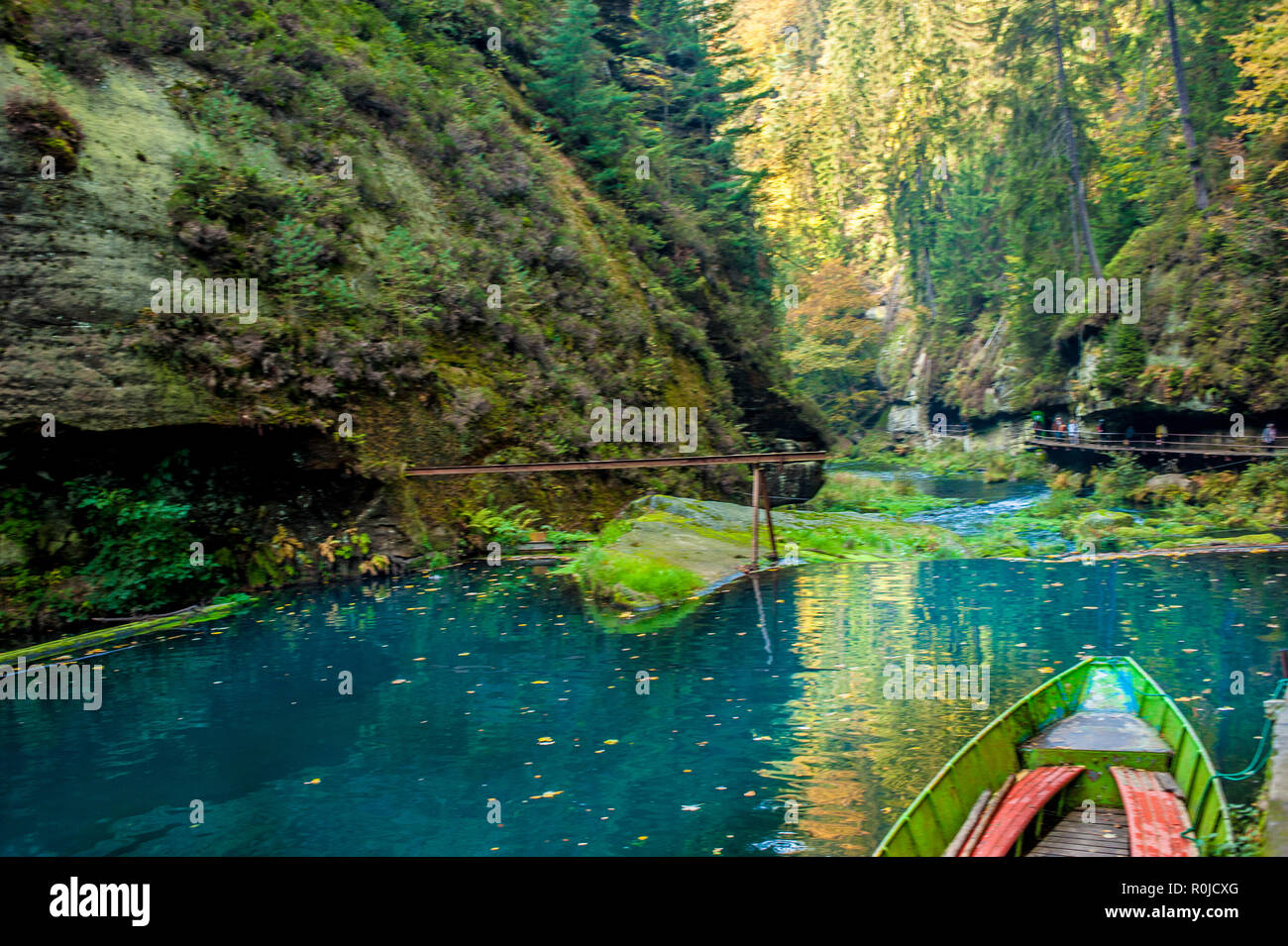 Vue pittoresque de Hrensko, situé dans le parc national de la Suisse Tchèque, République Tchèque Banque D'Images